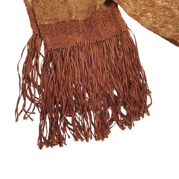 Embroidered Fringe Scarf Women Rayon Polyester 72 x 8.5 Shawl Wrap Paisley - Picture 7 of 9